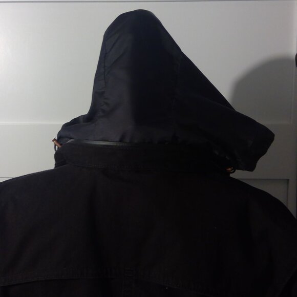 Levi's Men's Black Jean Jacket with Roll-Away Hood - Picture 7 of 14